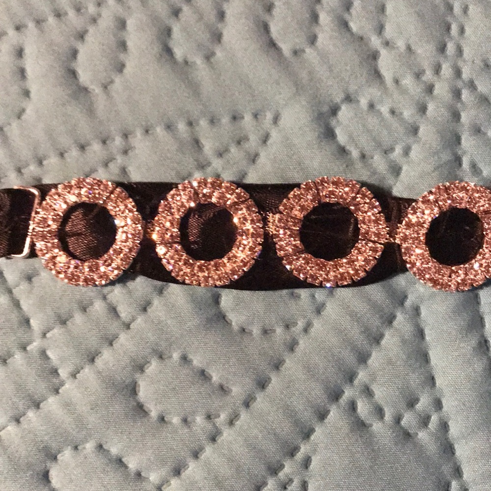 New Black Ribbon Sash Rhinestone Belt. - Picture 12 of 13